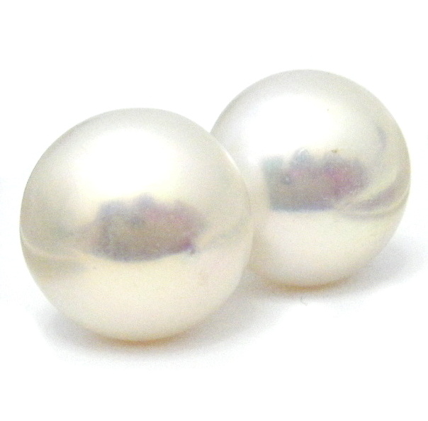 White with Gold Blush 15mm Buttons Stud Earrings